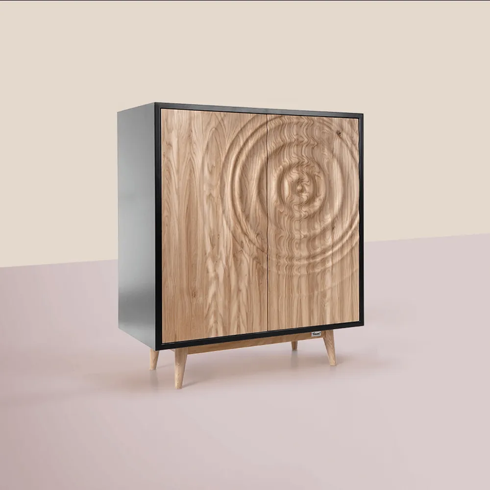 Profesionalna fotografija dizajnerske drvene komode za katalog nameštaja