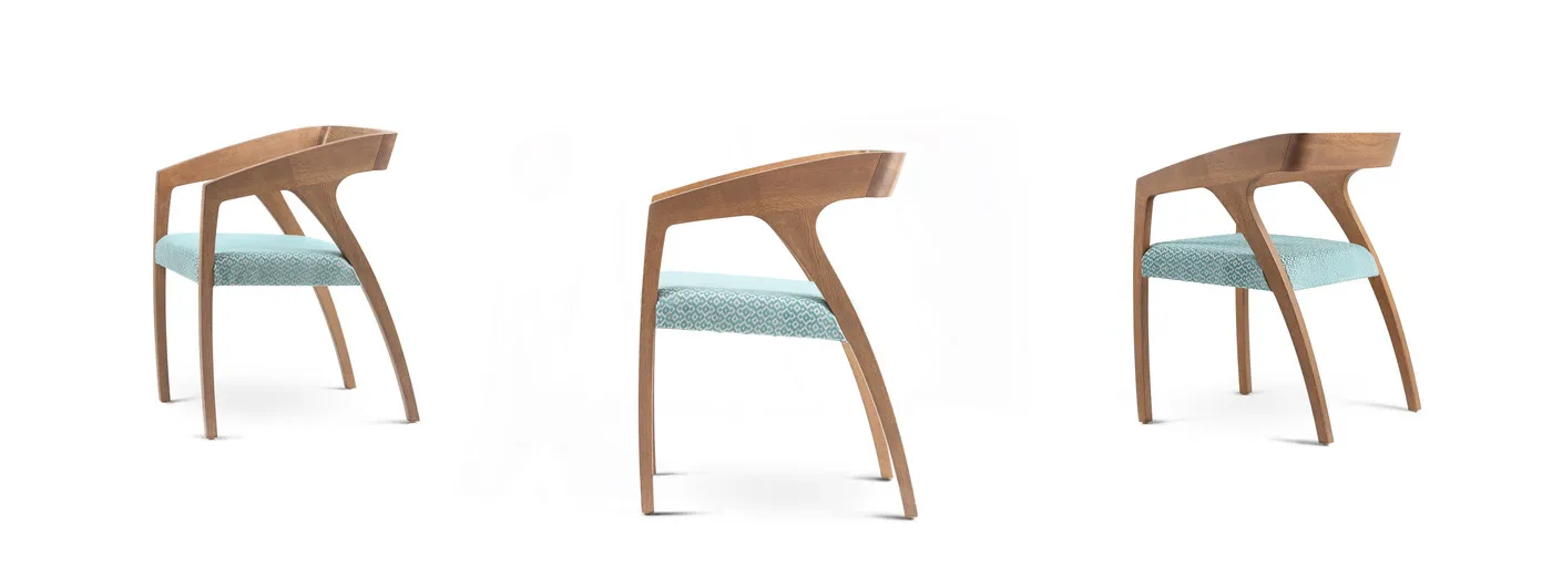 Profesionalna fotografija dizajnerske stolice od drveta za katalog i prodaju nameštaja